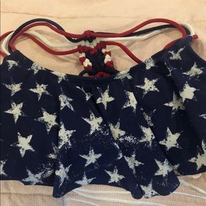 Blue and White Star bathing suit top